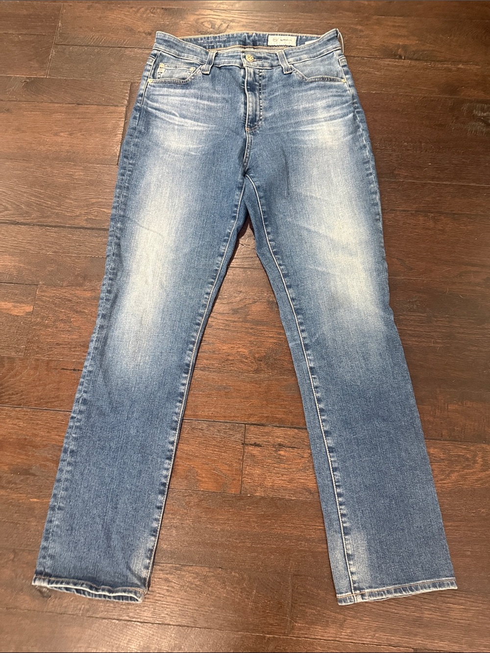 AG Adriano Goldschmied Women's Light Blue Straight Leg Jeans